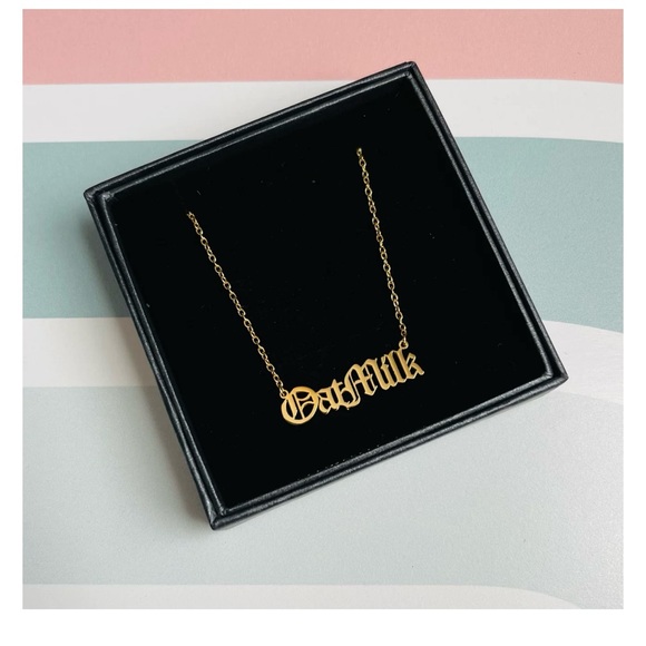 LAST CALL Oat Milk Necklace Gold Plated Stainless Steel Coffee Lover - Picture 3 of 4